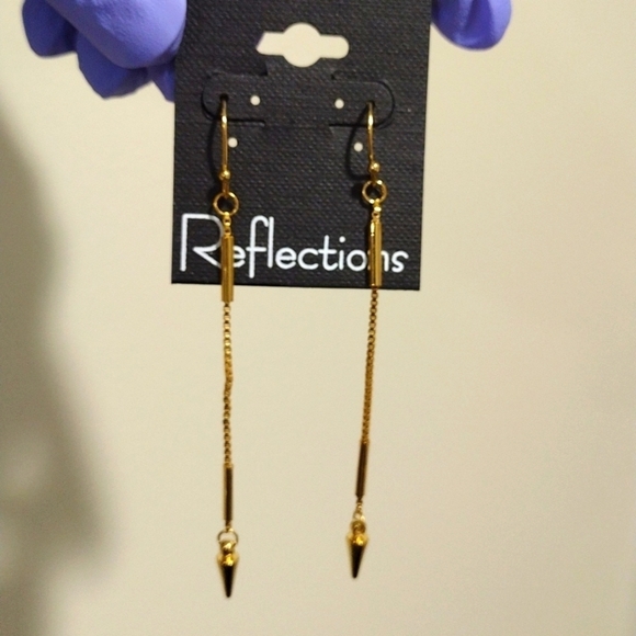 Women's Polished Gold-tone Single Fringe 3.25" Long Drop Dangle Spike Earrings - Picture 1 of 5